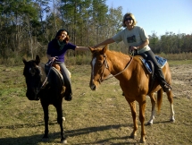 RoseAnn and Meg trail riding at Pundt